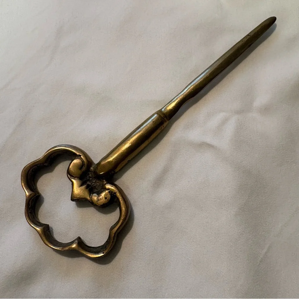Vintage Ornate Solid Brass Skeleton Key Letter Opener 7.25”